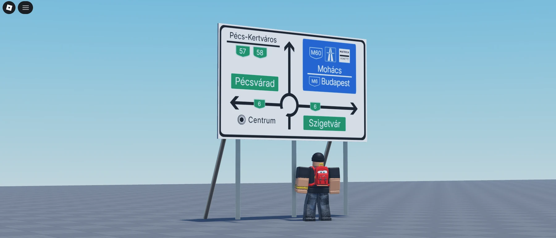 Pécs road sign